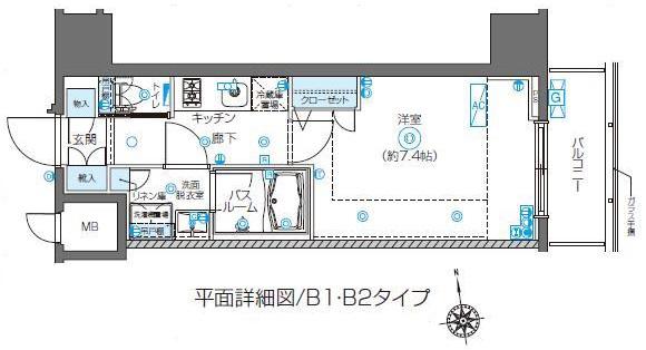 ZOOM東新宿(1K/7階)の間取り写真