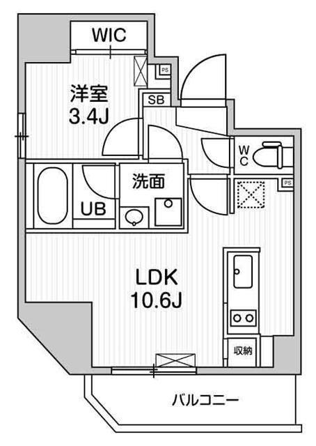 S-RESIDENCE入谷ALESIA(1LDK/9階)の間取り写真