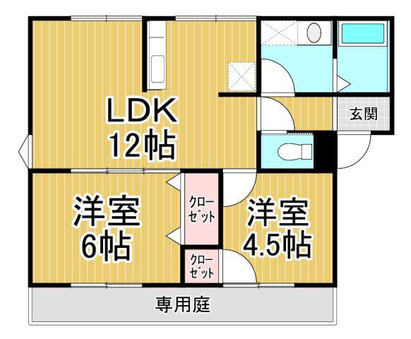 プリメール安倉(2LDK/1階)の間取り写真