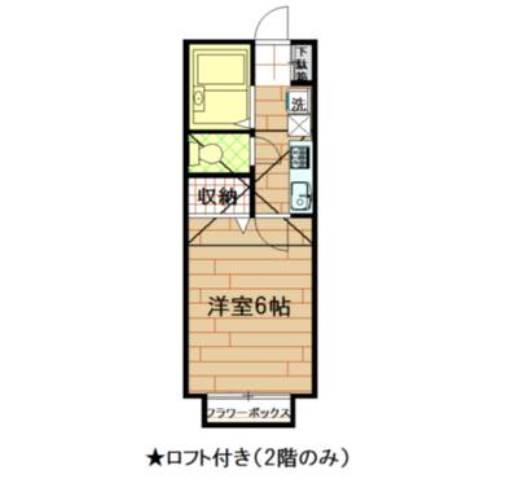 SKハイツ(1K/2階)の間取り写真