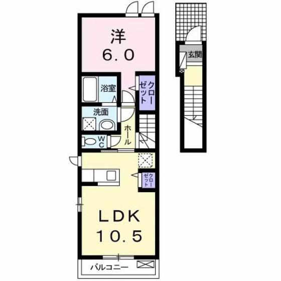 WKM474(1LDK/2階)の間取り写真