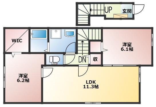 プロムナードかけはし(2LDK/2階)の間取り写真