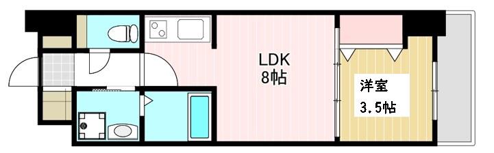 S-RESIDENCE広島駅DILETTO(1LDK/5階)の間取り写真