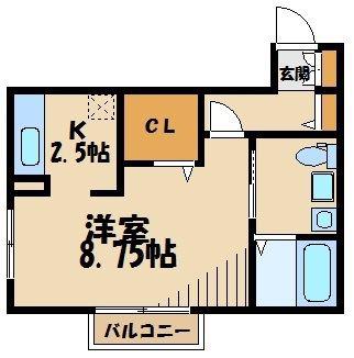 ヴァーチュー(1K/2階)の間取り写真