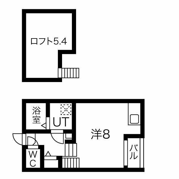 ボヌール中村公園(1K/2階)の間取り写真