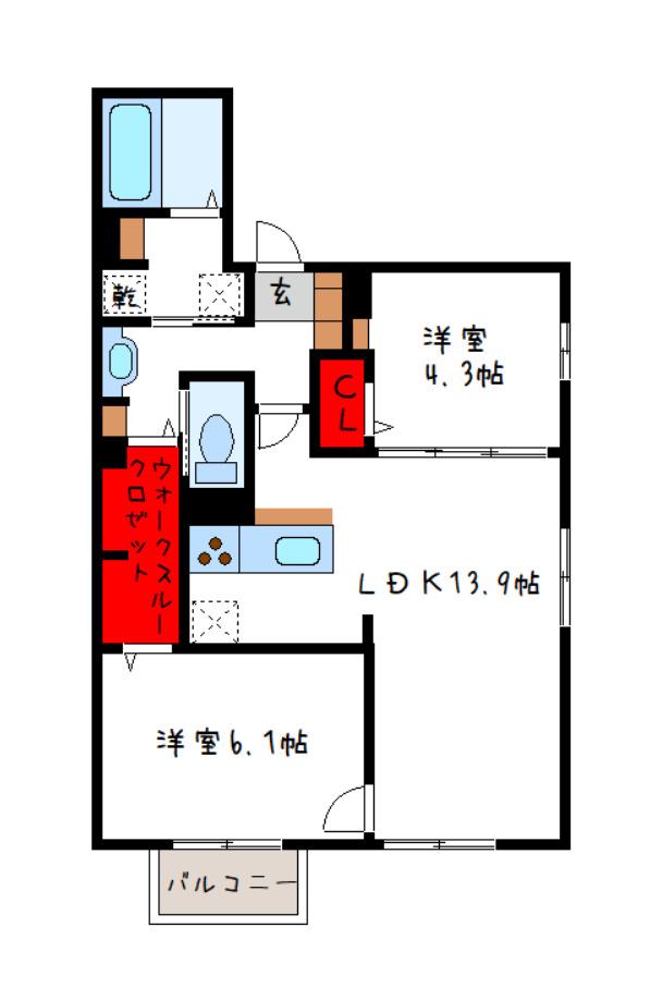 D-ROOM高井田元町(2LDK/3階)の間取り写真