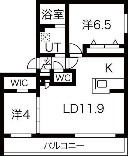 ロイヤルガーデン北6条(2LDK/2階)の間取り写真