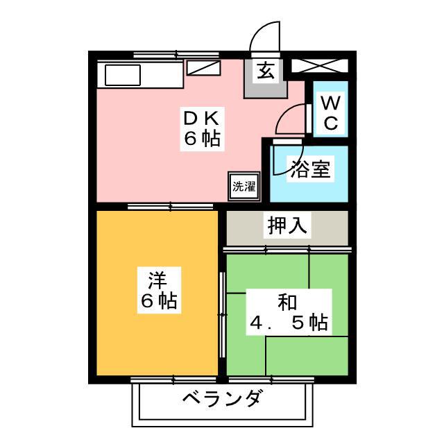明神コーポ(2DK/2階)の間取り写真
