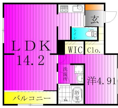 六実ベース(1LDK/3階)の間取り写真