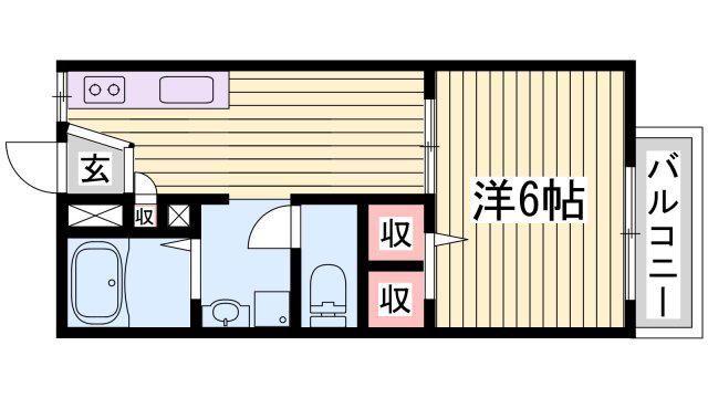 リーブル御立(1DK/2階)の間取り写真