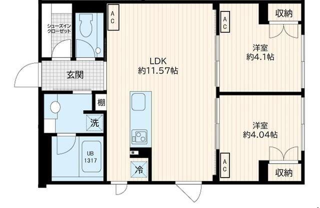 フレア若松河田(2LDK/5階)の間取り写真