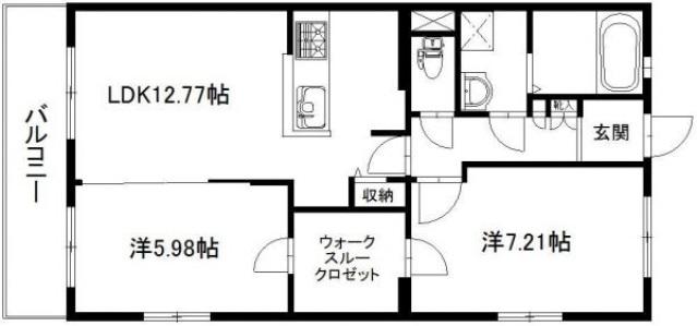 THREE NINE スリーナイン(2LDK/4階)の間取り写真