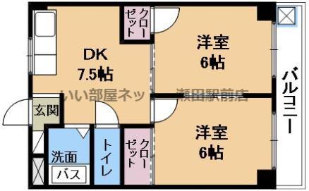 アルページュ草津(2DK/3階)の間取り写真