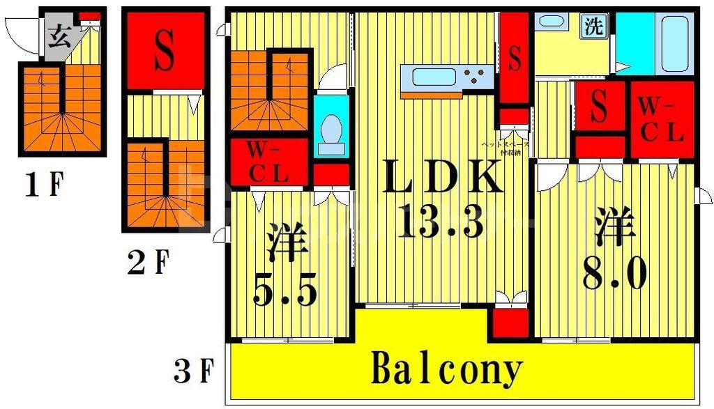MAHALO MAISON(2LDK/3階)の間取り写真