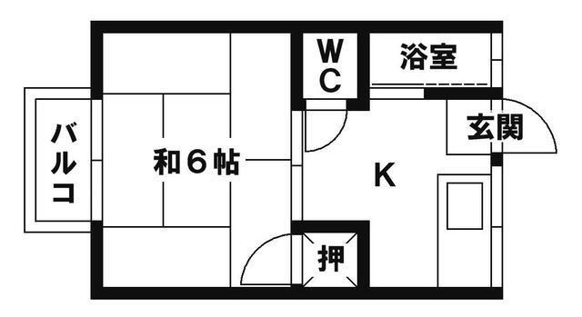 コーポ井尻B(ワンルーム/2階)の間取り写真