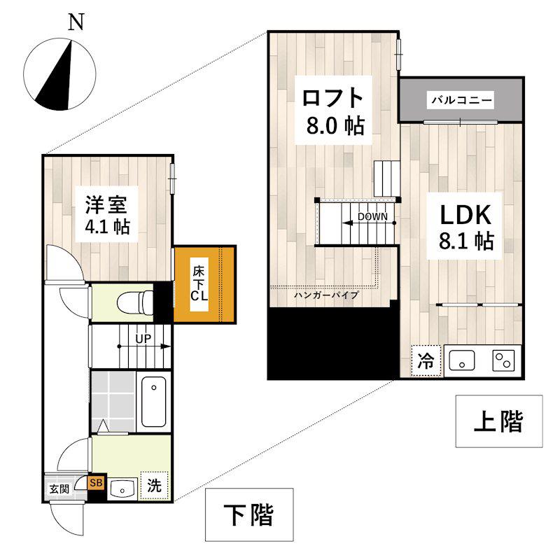 ADC武蔵塚T1458(1LDK/1階)の間取り写真