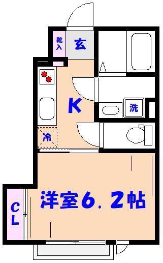 サニーハイムやわた(1K/1階)の間取り写真