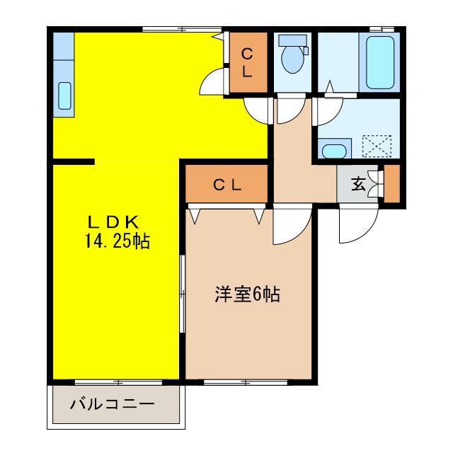 メゾンボヌールB(1LDK/1階)の間取り写真
