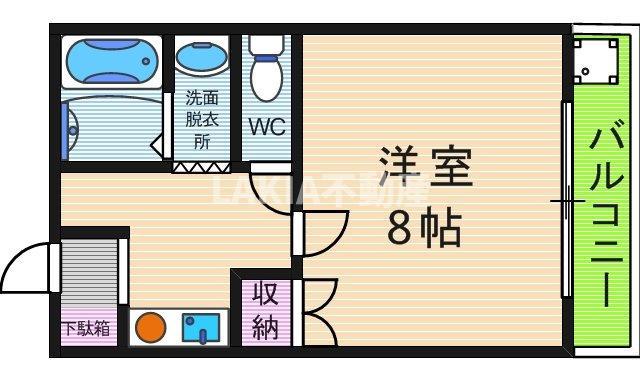 アクシリア駒川(1K/2階)の間取り写真