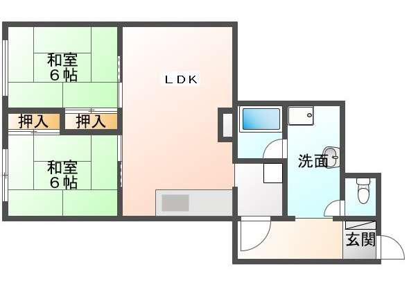 第八狩野弘前ビル(2LDK/4階)の間取り写真