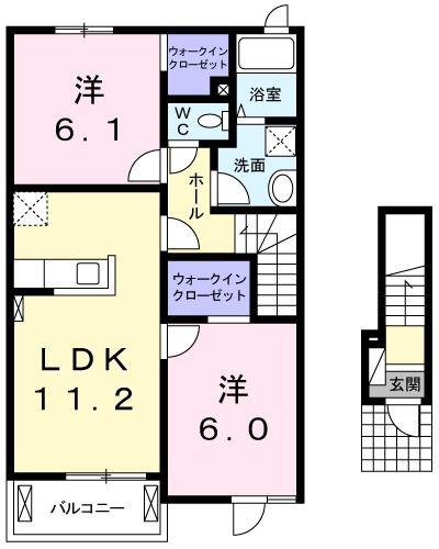 ベルツリー A(2LDK/2階)の間取り写真