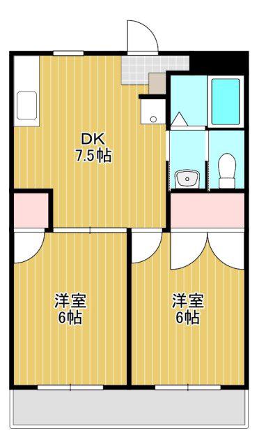 シャトレ牧之原(2DK/2階)の間取り写真