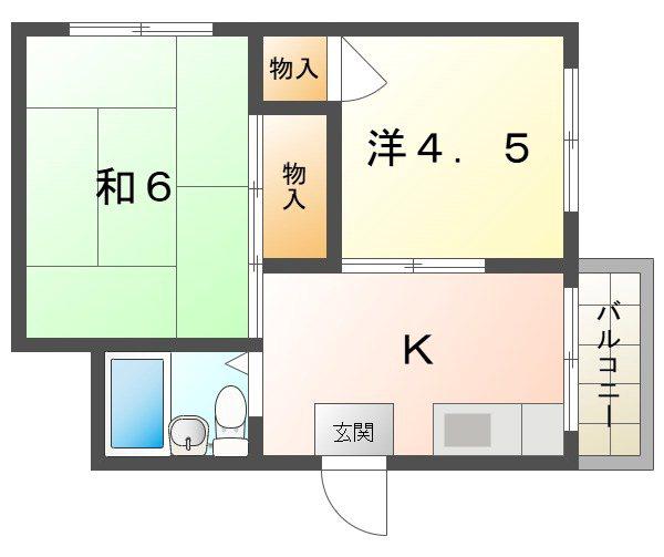 コーポエイト(2DK/1階)の間取り写真