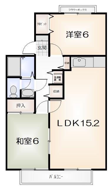 ハーバービュー赤石(2LDK/2階)の間取り写真