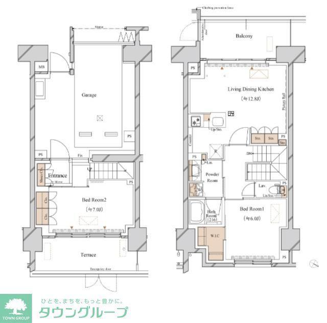 ブランシエスタ新丸子リバーフロント(2LDK/1階)の間取り写真