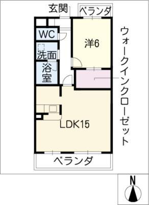 ローズコート(1LDK/1階)の間取り写真