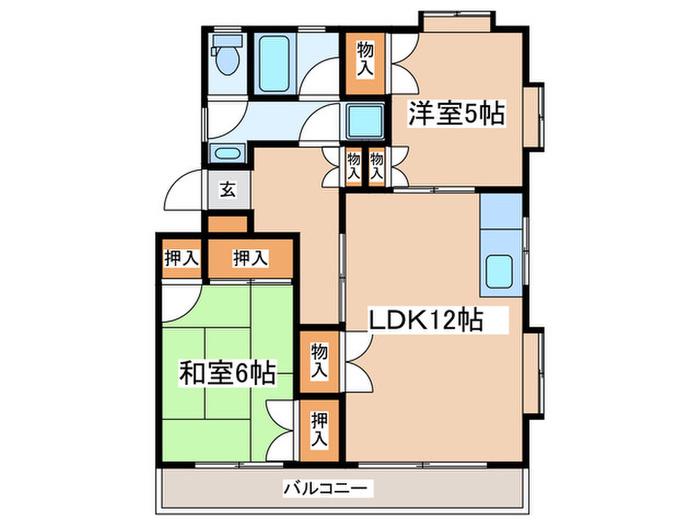 クレール茅ヶ崎(2LDK/1階)の間取り写真