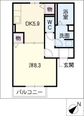 エル・パルコ(1DK/1階)の間取り写真