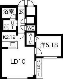 コローレサウスエイト(1LDK/5階)の間取り写真