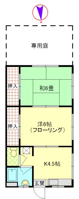 久保井ハイツ(2K/1階)の間取り写真