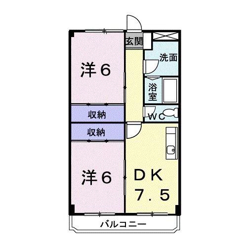 ランデックス戸塚(2DK/2階)の間取り写真