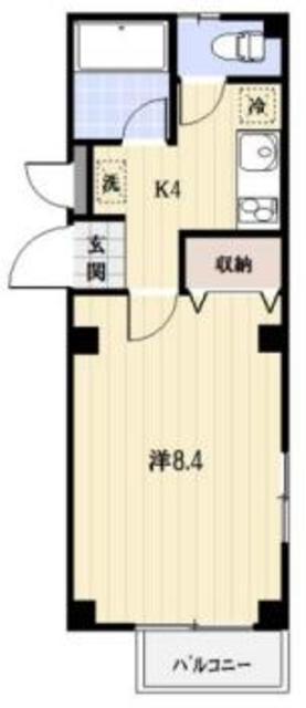 アストラコスモ新百合ヶ丘(1K/4階)の間取り写真