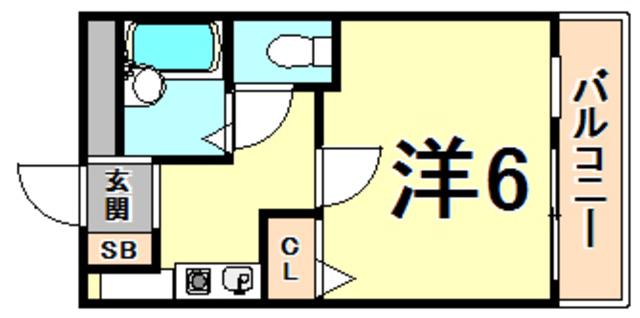 MOMO仁川(1K/1階)の間取り写真