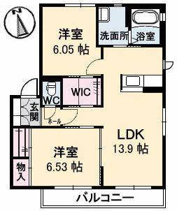 グレース美鈴園(2LDK/2階)の間取り写真