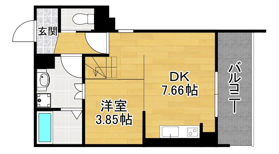 キャルムコート交野2番館(ワンルーム/3階)の間取り写真