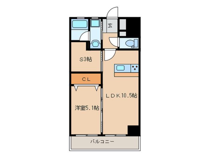 ザ・ヒルズ戸畑(1SLDK/12階)の間取り写真
