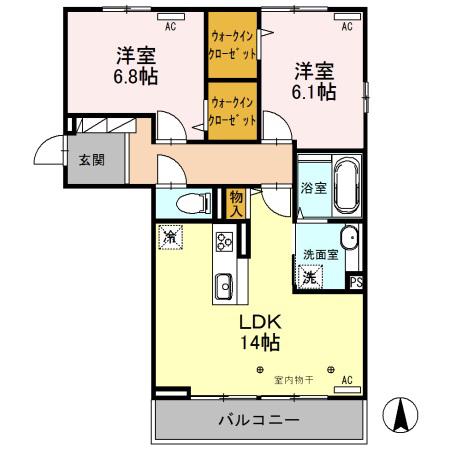 セジュールグリーン G(2LDK/2階)の間取り写真