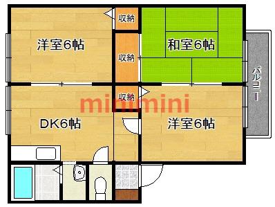 新屋ハイム(3LDK/2階)の間取り写真