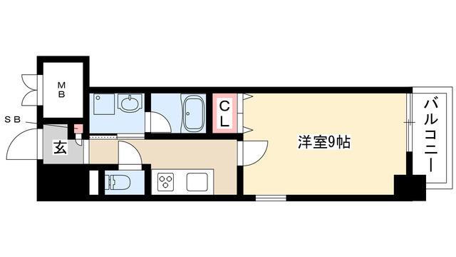 トレヴィ高岳(1K/6階)の間取り写真