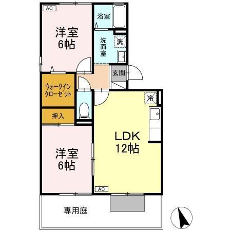 まなび野七番館(2LDK/1階)の間取り写真