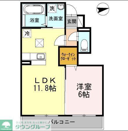 メゾンファミールII(1LDK/1階)の間取り写真