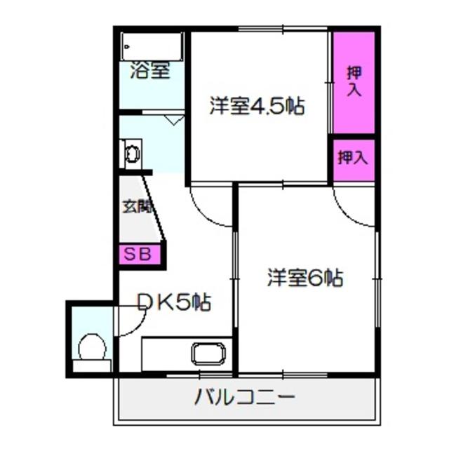 田野マンション(2DK/2階)の間取り写真