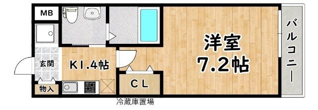 WINS COURT UTAJIMA(1K/3階)の間取り写真