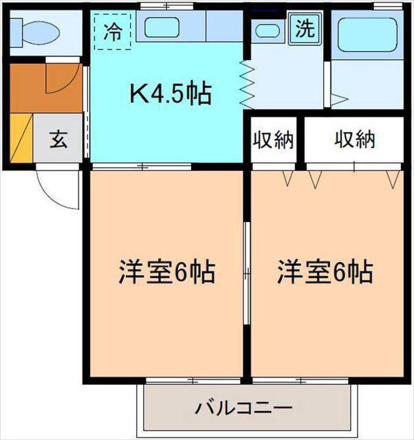 ジョイハウスII(2DK/2階)の間取り写真