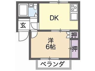 コーポワタナベ(1DK/2階)の間取り写真