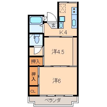 あかねユニオンハウス(2K/1階)の間取り写真